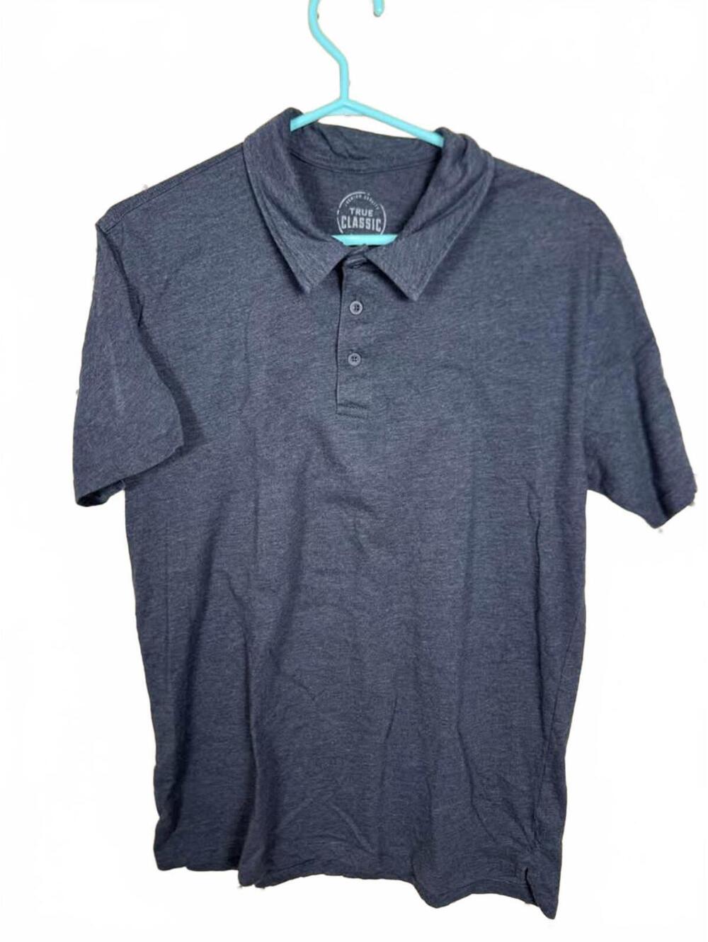 True Classic Large Dark Gray/Blue Polo Shirt mens large